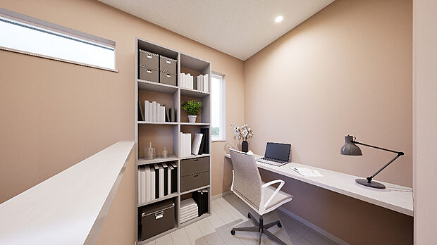 【【モデル17 完成予想図】】カウンターの使い道は様々。読書など趣味の時間に利用したり、収納スペースとしても活用できます。