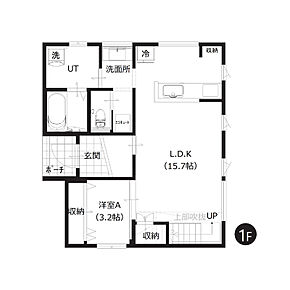 1階には約15帖のLDKと水回りを集約し、家事がスムーズにできる設計です。 