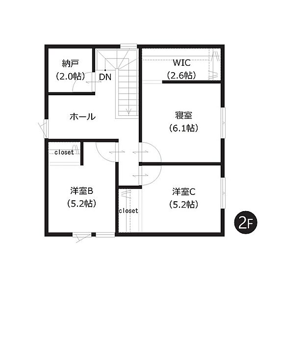 【4SLDK】多目的に利用できる納戸や、お洋服選びが楽しくなる約2.6帖のウォークインクローゼットなど豊富な収納が魅力です。