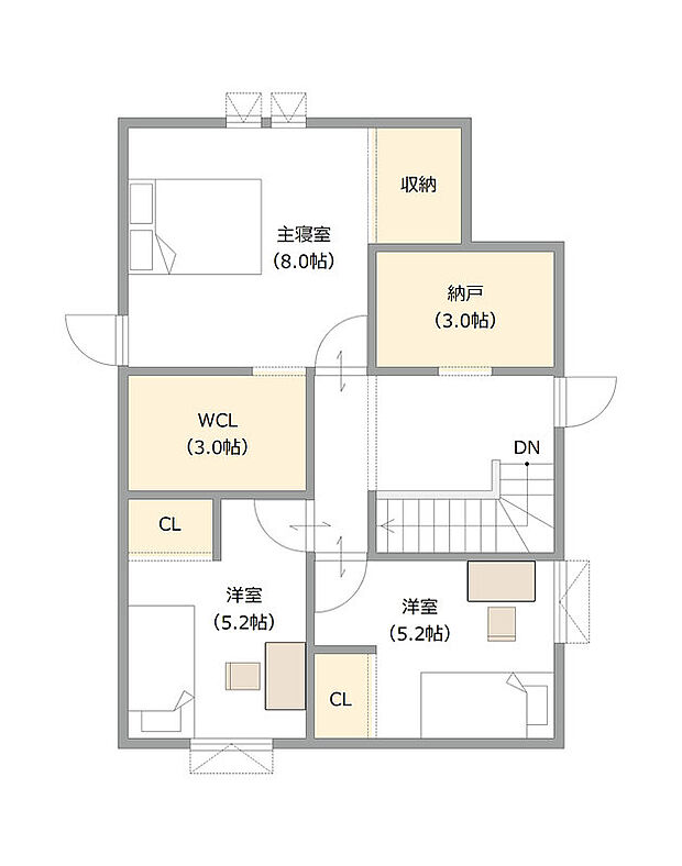 【【建築プラン例】】建物面積:113.46m2
建物代金:2530万円(税込)
※杭工事、分水工事、諸費用別途
※設計プランの参考一例であって、当該プランの採用可否は任意です。