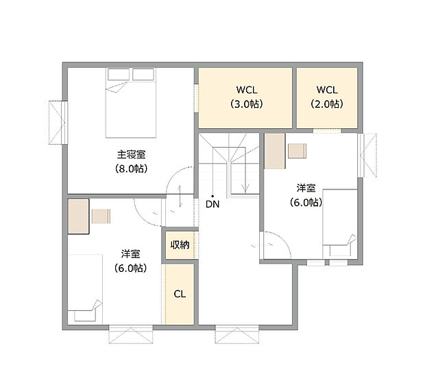 【【建築プラン例】】建物面積：114.01m2
建物価格：2483万円(税込)
※杭工事、分水工事、諸費用別途
※設計プランの参考一例であって、当該プランの採用可否は任意です。