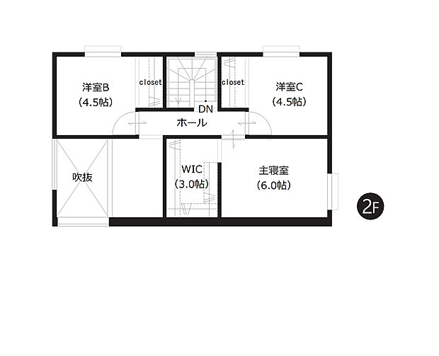 【4LDK】WIC付きで収納にゆとりのある間取りです。衣類や季節物をすっきり整理しやすく、室内を広く使いやすい住まいです。