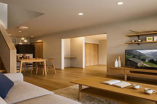 【完成予想図】
日本と北欧を組み合わせたジャパンディスタイルで心地よい安らぎの空間を演出しています。