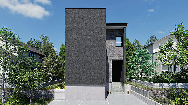 【2号棟 完成予想図】
重厚感のあるスタイリッシュな外観が魅力。ファミリーにもゆとりの4LDKが登場です。