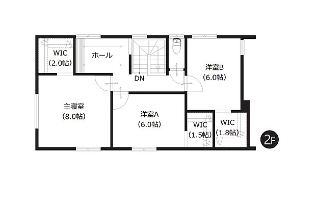 【4LDK】2階の全洋室は6帖以上のゆとり設計。全居室収納付きで居室スペースをすっきりお使いいただけるのも魅力的です。