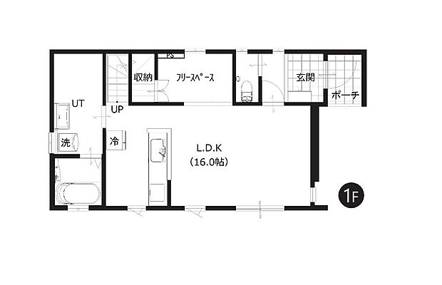 【4LDK】1階にはLDKと水回りを集約させ生活動線良好。家事効率がアップする広いランドリールームや、様々な楽しみ方のできるフリースペースもございます。