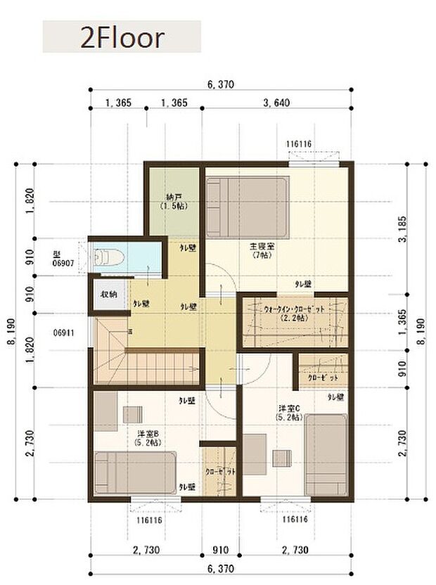 【【建築プラン例】】建築面積:99.38m2
建物価格:2080万円(税込)
※杭工事、分水工事、諸費用別途
※設計プランの参考一例であって、当該プランの採用可否は任意です。