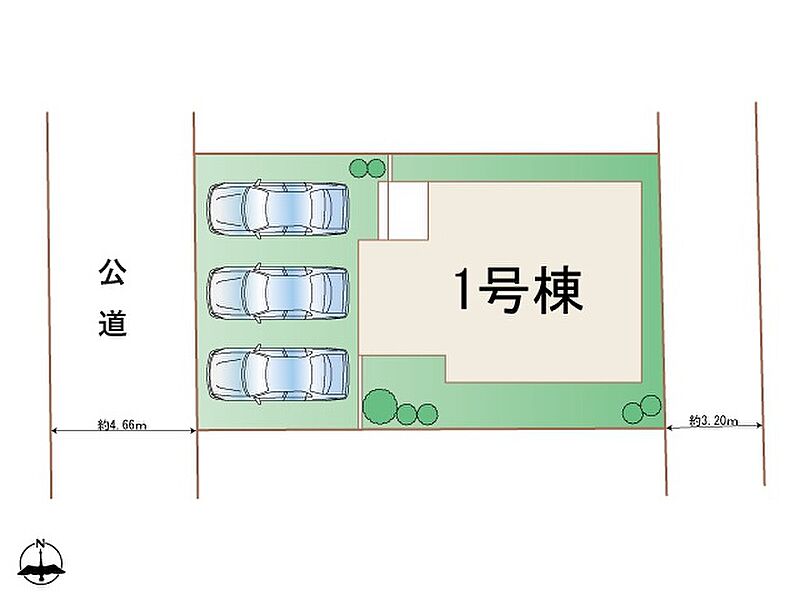 敷地内に3台並列駐車可能です。