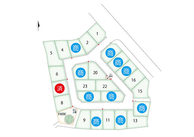 コ・モド・ヴィータ北古世 (全体区画図)全25区画