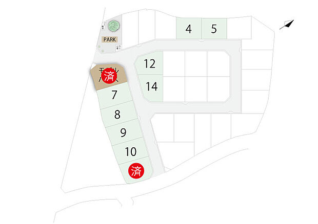 《区画図》　住む人同士の繋がりを育む広場と豊かな自然が広がる開放感溢れる緑の景色。