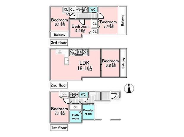 【1号棟参考プラン】建物込8580万円、土地面積62.33m2、建物面積127.89m2