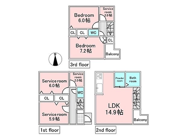 【2号棟参考プラン】建物込7980万円、土地面積75.00m2、建物面積98.91m2