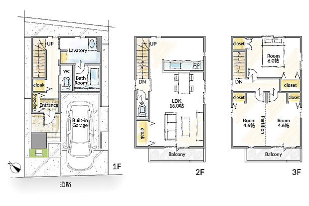 3号地間取り図
2LDKの間取りは、仕切りを作れば3LDKになります。お子様の成長に合わせて変えれば、長く飽きない住まいができます！