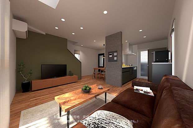 1号地 完成予想図 内観 LDK15.7帖