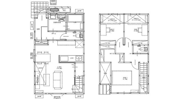【3LDK】約14.3帖のLDKは、一部が上部吹抜け仕様につき、開放感があります。リビング階段が採用され、ご家族と顔をあわせてコミュニケーションをとりやすい設計。WIC付きのため、お部屋がすっきりと片付きます。