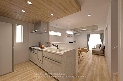 【完成予想図(キッチン)/1号地】