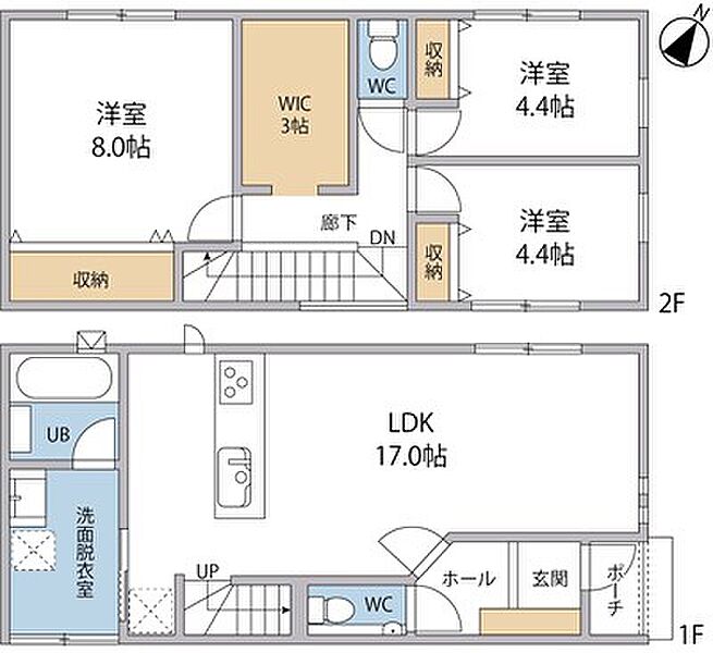 17帖の広々としたLDK、2階には3帖のウォークインクローゼットがございます！