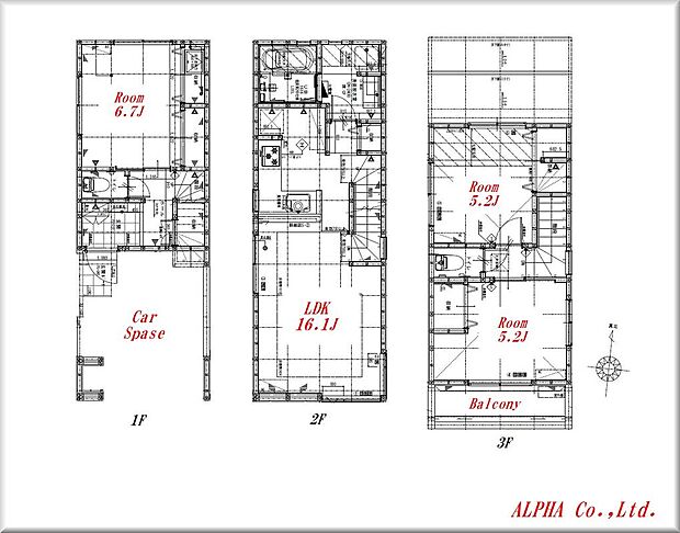 南道路に面した陽当たり良好な間取りになります。無駄な廊下スペースを最小限に設計する事で快適な居住空間を演出しております。2階LDKフロアに水廻りを集約する事で家事動線が便利になります。