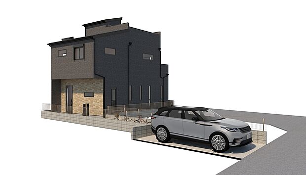 【～B号棟外観完成予想図～】道路からの目線が気になりずらいB号棟！屋上スカイバルコニー付きで自分だけの空を眺めることが出来ます。