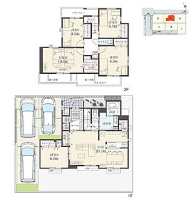 5LDK+ウォークインクローゼット+玄関収納+リビング収納+パントリー
駐車3台可

2面バルコニーのため、通風や採光が良好です。 