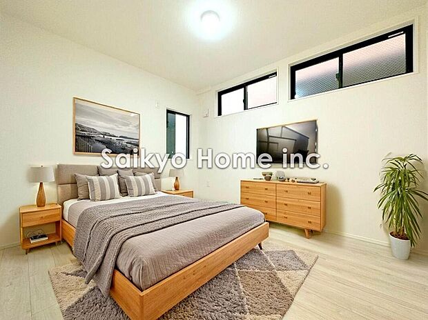 【居室】お陽さまの光、爽やかな風をたっぷり取り込めます。室内はいつも明るい印象なので気持ちの良い朝を迎えられます。毎日の生活も明るくなりそう※家具等はCG加工です。