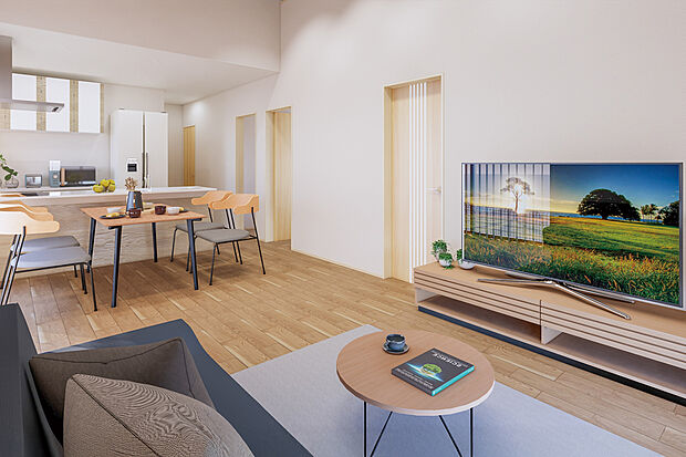 人気の縦長リビングを採用♪キッチン・ダイニング・リビングが一直線につながる設計◎/15号地建物プラン