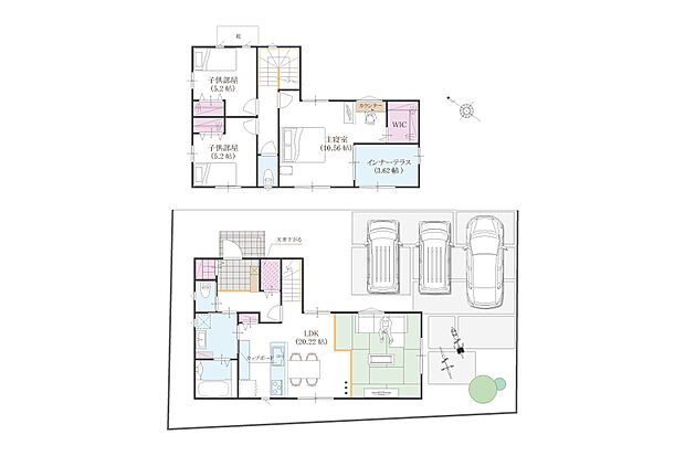 ・土地価格 :1330万円(157.72m2)
・建物プラン:2160万円(109.00m2)