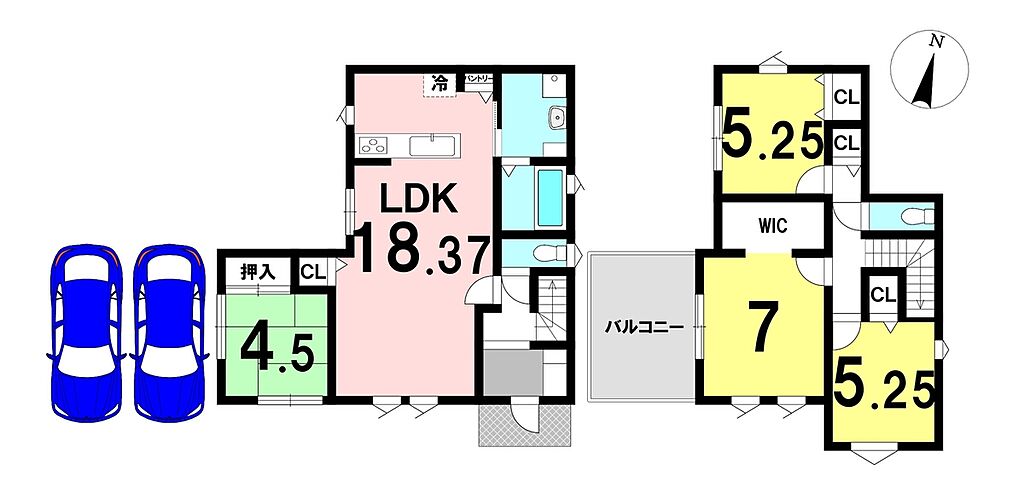 4LDKの間取り
駐車2台可能