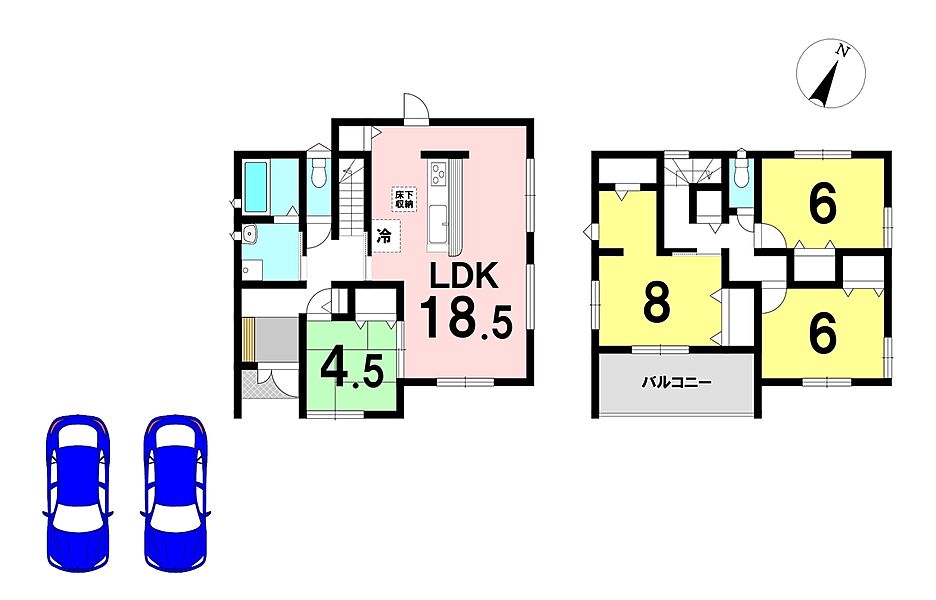 4LDKの間取り
駐車2台可能
(4号棟)