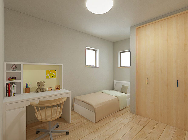 【【洋室パース・2号地】】書斎や趣味スペースにもおすすめ!
2面採光につき、心地よい風が通り抜けます。