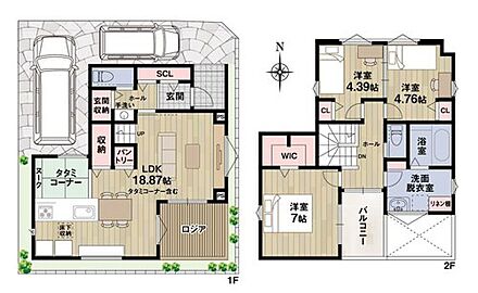リビングから繋がる半屋外空間・ロジア付きのモデルハウスです！ヌークを設けたタタミコーナーも♪玄関部分にも手洗い場があり、帰宅後すぐ手洗いうがいができる衛生動線◎ 