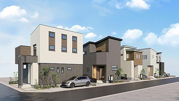 【【街並みイメージパース・昼】】近鉄大阪線「高安」駅まで徒歩約7分！
買い物施設や小学校が徒歩圏内と、利便性の良い立地です。