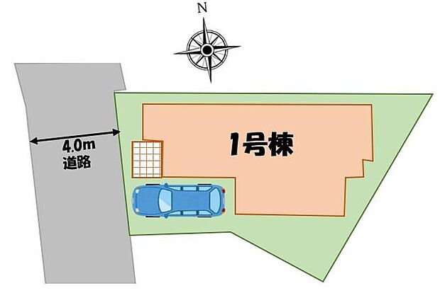 【区画図】
お車から玄関までの距離が近いのでたくさんお買い物をした日も大丈夫♪雨の日も最小限の被害ですみます。