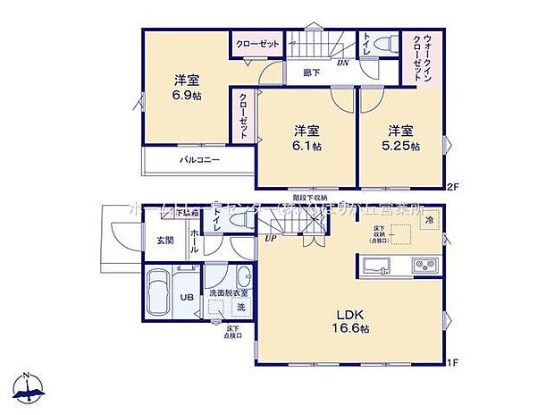 (1号棟)、3LDK、土地面積85.52m2、建物面積84.94m2