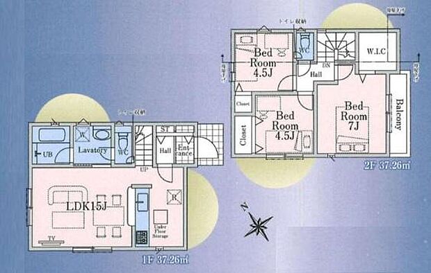 (1号棟)、価格3680万円、3LDK、土地面積88.81m2、建物面積74.52m2
