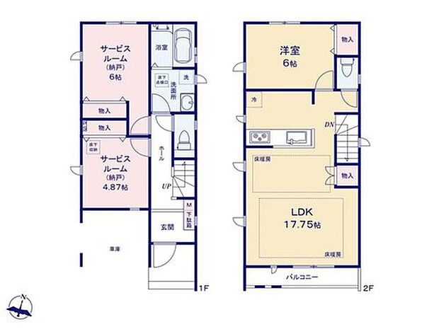 (A号棟)、1LDK+2S、土地面積81.2m2、建物面積89.68m2