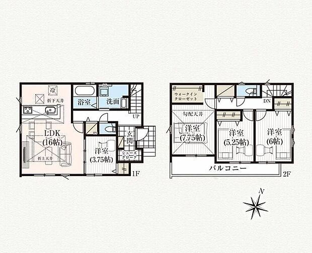 (1号棟)、4LDK、土地面積128.63m2、建物面積100.71m2