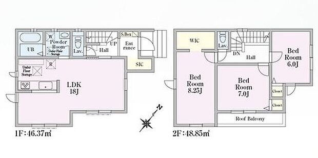 【3LDK】☆18帖の広々LDK♪3面採光で明るく開放感ある空間です！
☆全居室収納完備＋大型WIC完備でお部屋スッキリ！
☆家事動線スムーズな水回り集中設計♪