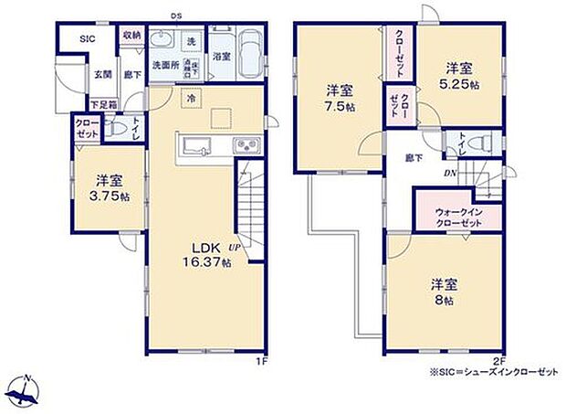 【4LDK】リビングイン階段設置の優しい雰囲気の漂うLDKは明るさと温かみのある家族団らんのスペース♪