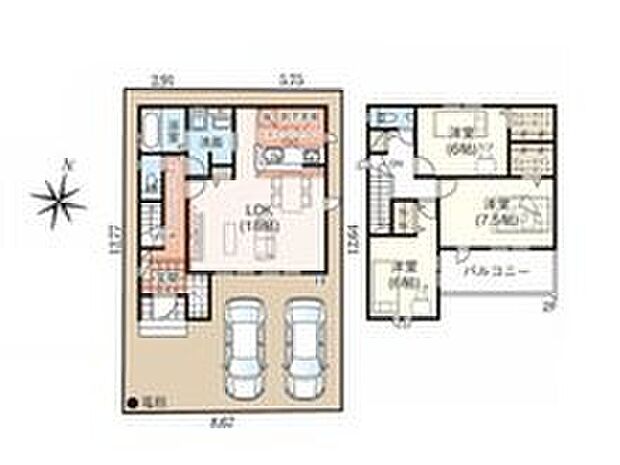 【3LDK】ウォークインクローゼット2ヶ所♪シューズクロークもありあ収納豊富な間取り♪
全居室6帖以上のゆとりある居室♪