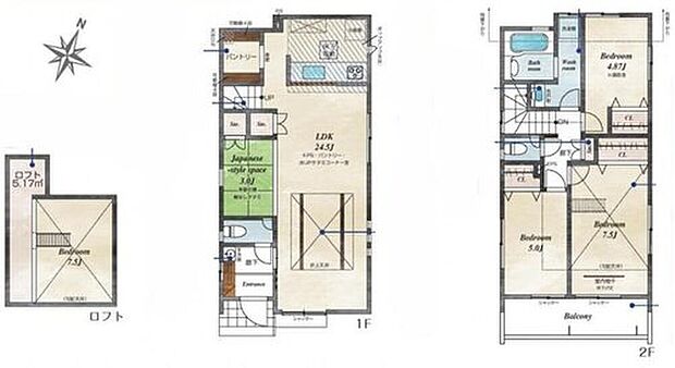 【3LDK】お子様から片時も目を離せないというママは、LDKに隣接した畳コーナーにおもちゃを置いて遊ばせると安心♪