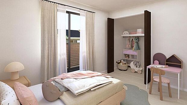 【リビング以外の居室】※イメージパースにつき実際とは多少異なる場合がございます。
収納が豊富な住宅は居室空間がしっかりと使えるので暮らしやすさが断然に上がります。