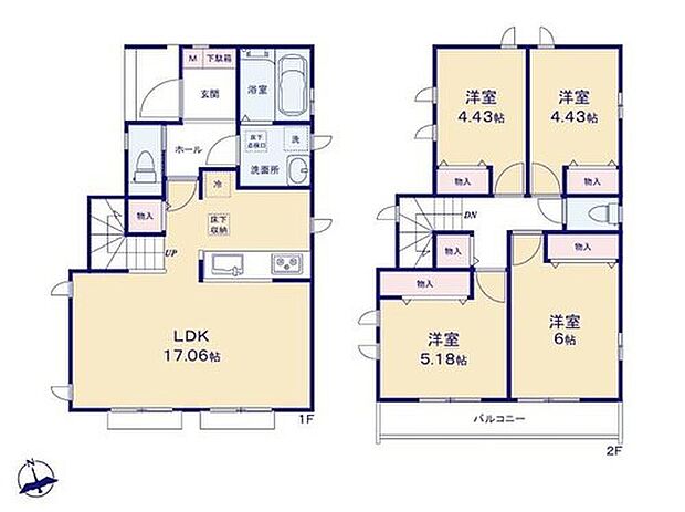 【4LDK】◇全居室収納付♪
◇リビング収納・廊下収納があり収納豊富♪
◇移動に便利な2部屋から行き来できる南面バルコニー付き♪
