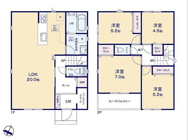【4LDK】☆水回り集中設計で家事動線がスムーズ♪
☆シューズクローク・廊下収納があり玄関をスッキリお使いいただけます♪
☆全居室収納付きでお部屋を広々お使いいただけます♪
