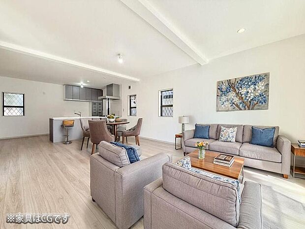 ■くつろぎもおもてなしも叶える柔軟なリビング※家具はCGです