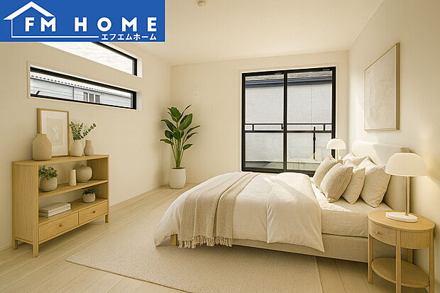 ■内装写真■
各部屋にクローゼット付き。
ベッドを置いてもスペースが確保できます。
※インテリアはCG加工で合成したイメージです。