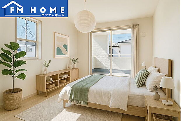 ■内装写真■
各部屋にクローゼット付き。
ベッドを置いてもスペースが確保できます。
※インテリアはCG加工で合成したイメージです。