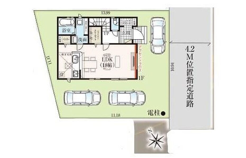 敷地面積４１坪♪
駐車３台可！
お客様がいらしても安心ですね♪