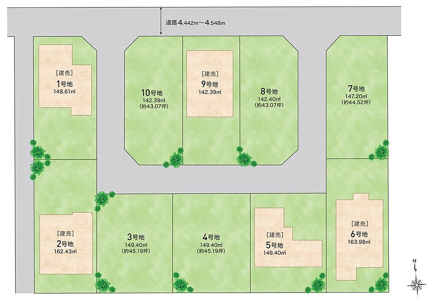 建売プランの敷地面積はゆったり約43.07坪～49.60坪。