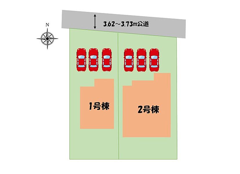 並列３台分のカースペースを確保しました。
ご家族でお出掛け時間が異なっても安心です♪